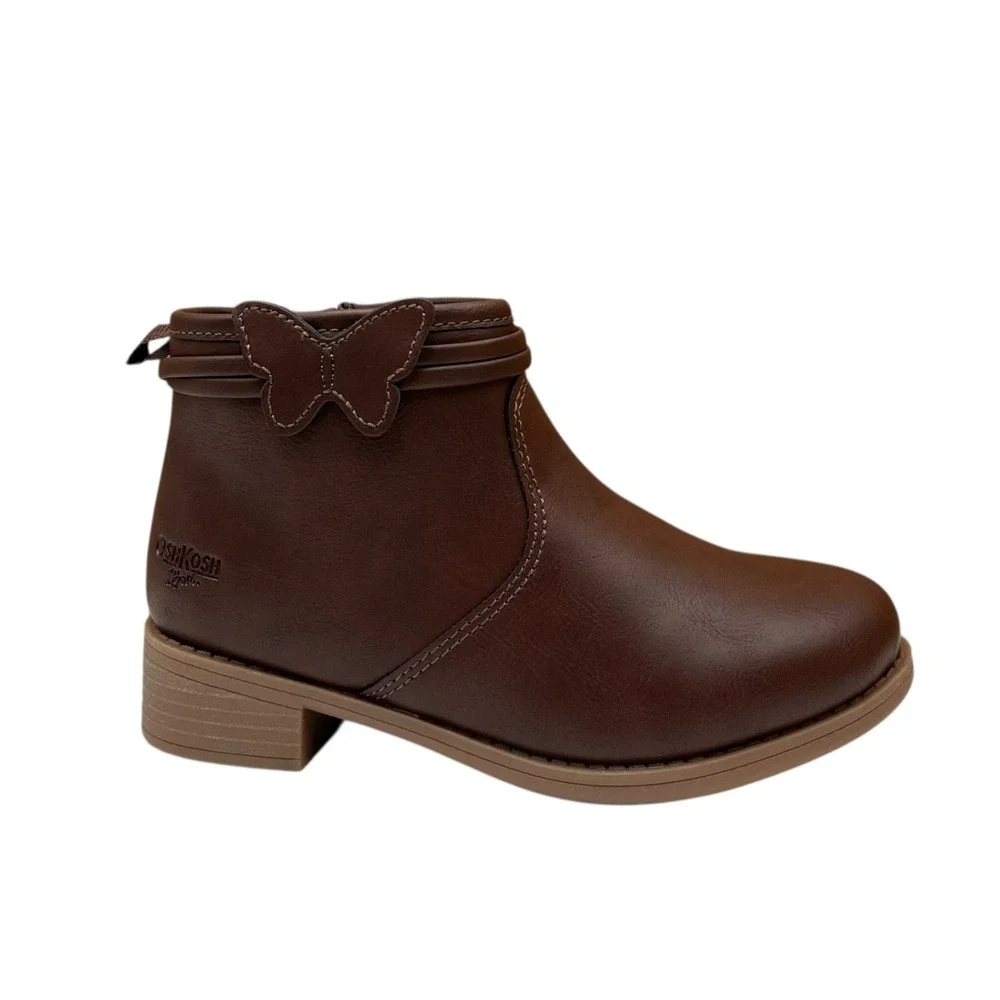 Oshkosh Little Girls Slip-on Fashion Ankle Booties Size 12 Brown Butterfly Wings